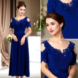 A high-quality formal cord dress with elegant design features, showcasing a luxurious fabric texture