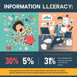 A visually striking infographic illustrating the impact of information illiteracy on financial decisions