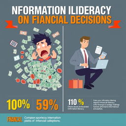 A visually striking infographic illustrating the impact of information illiteracy on financial decisions