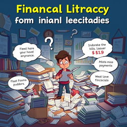 An educational illustration depicting the impact of illiteracy on financial decisions