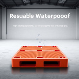 A sleek and modern design of a reusable waterproof pallet, showcasing its robust construction and functionality