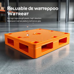 A sleek and modern design of a reusable waterproof pallet, showcasing its robust construction and functionality