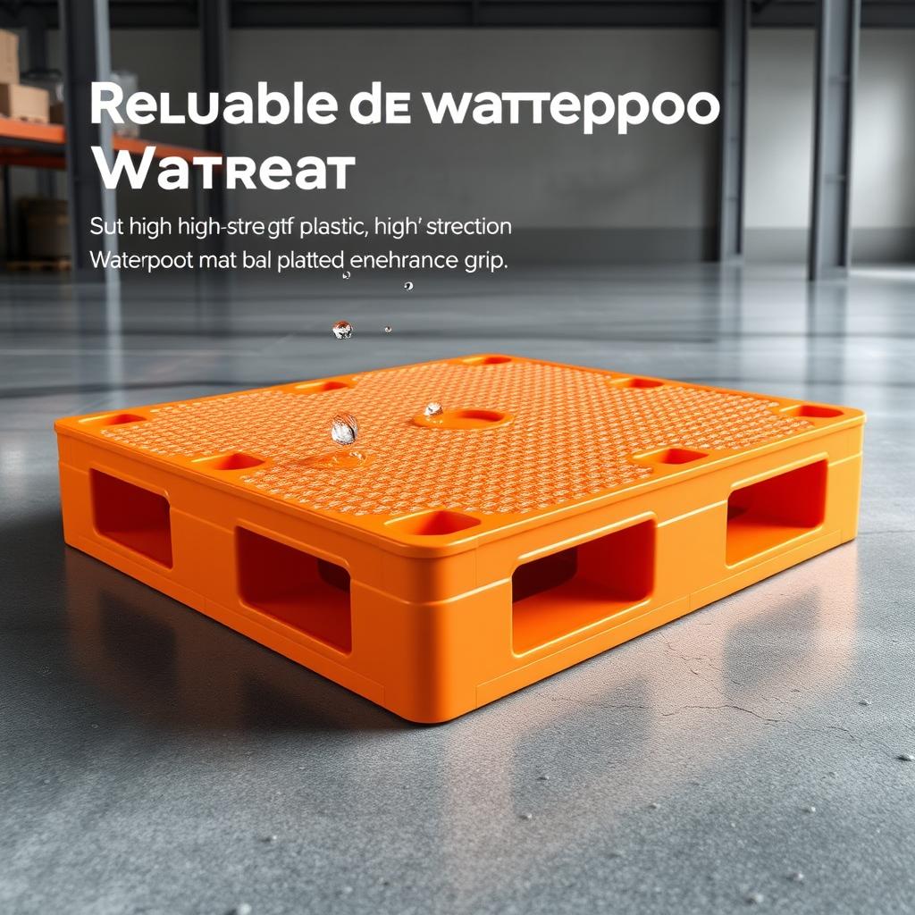 A sleek and modern design of a reusable waterproof pallet, showcasing its robust construction and functionality