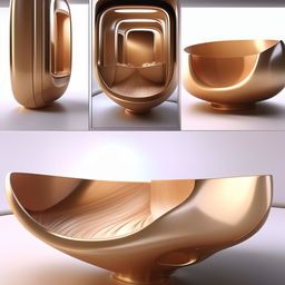 A conceptual design for a 20x8 vanity container for a celebrity, incorporating fluid curves and rounded structures for a refined yet extravagant aesthetic.