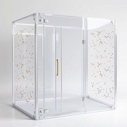 A large, clear rectangular container featuring a central door divider