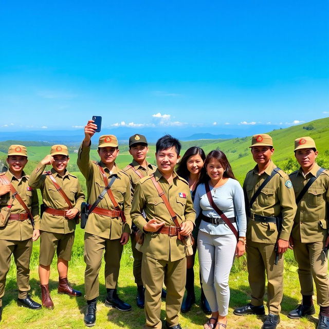 A diverse group of people in a variety of settings, all wearing authentic Heneral Luna soldier uniforms