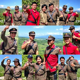 A diverse group of people in a variety of settings, all wearing authentic Heneral Luna soldier uniforms