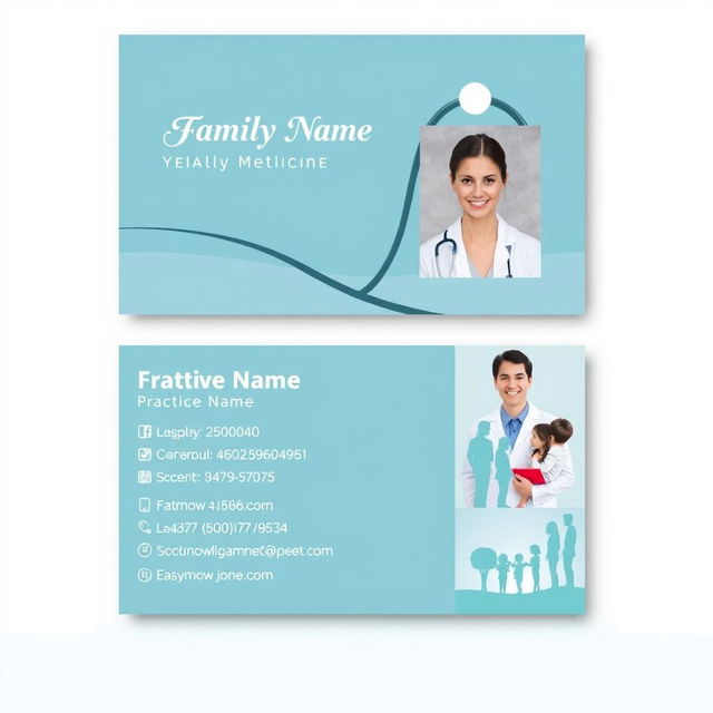 A professional business card design for a family medicine doctor
