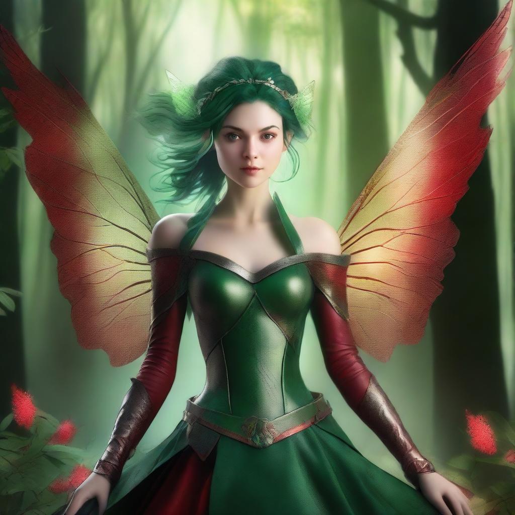 A high-quality digital art image portrays a fairy in a mystical forest