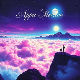 A vibrant and eye-catching album cover featuring a mystical landscape
