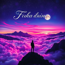 A vibrant and eye-catching album cover featuring a mystical landscape