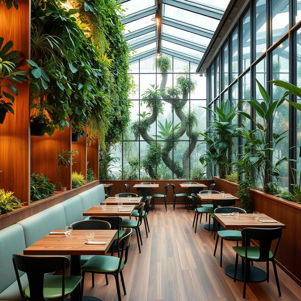 A cozy vegetarian restaurant featuring a minimalistic design