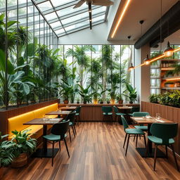 A cozy vegetarian restaurant featuring a minimalistic design