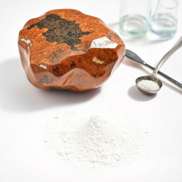 A stunning and informative image featuring both a Lye stone and Lye powder