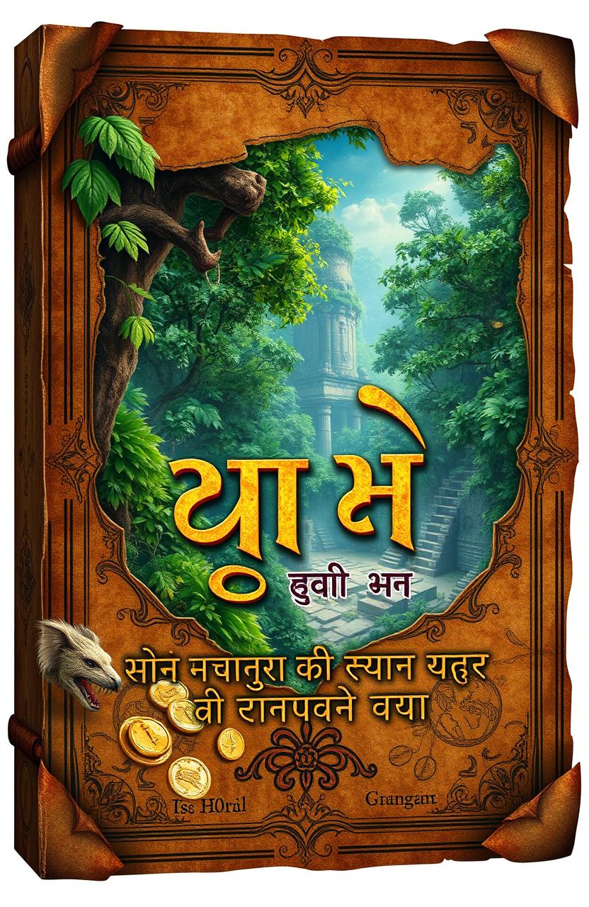A captivating book cover design for a Hindi novel titled 'गुप्त खज़ाना: एक भूली हुई दास्तां'