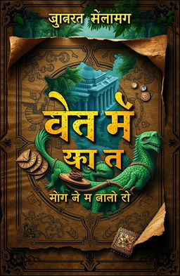 A captivating book cover design for a Hindi novel titled 'गुप्त खज़ाना: एक भूली हुई दास्तां'