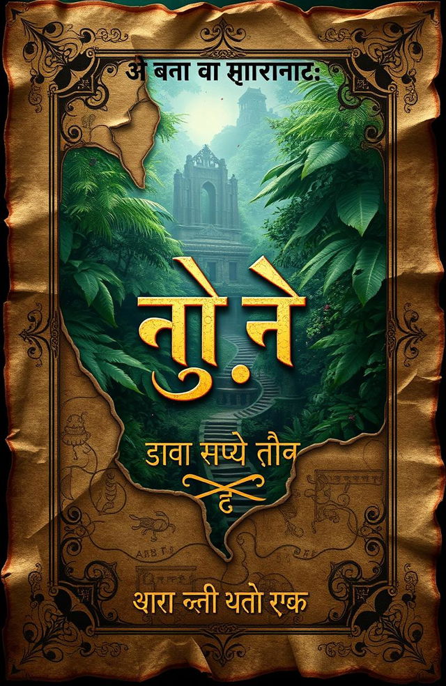 A captivating book cover design for a Hindi novel titled 'गुप्त खज़ाना: एक भूली हुई दास्तां'