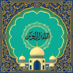 A beautifully designed Islamic background featuring intricate geometric patterns, elegant calligraphy, and ornate floral motifs