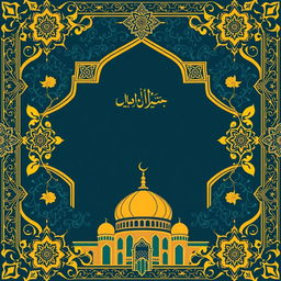 A beautifully designed Islamic background featuring intricate geometric patterns, elegant calligraphy, and ornate floral motifs