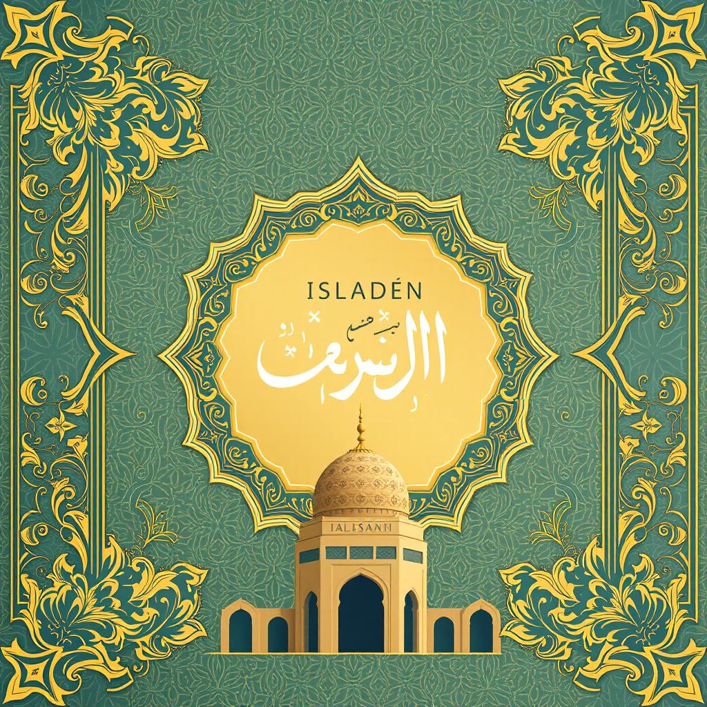A beautifully designed Islamic background featuring intricate geometric patterns, elegant calligraphy, and ornate floral motifs