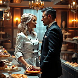 A captivating scene from 'Bitter Sweet Confections' by MilkieCake, encapsulating the essence of a dramatic, steamy, and forbidden romance