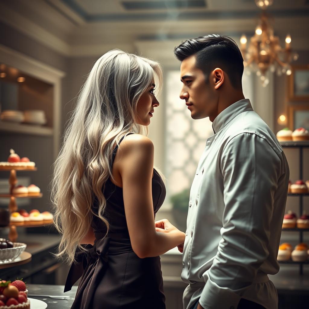 A captivating scene from 'Bitter Sweet Confections' by MilkieCake, immersing us in a dramatic, mature, steamy, and forbidden romance