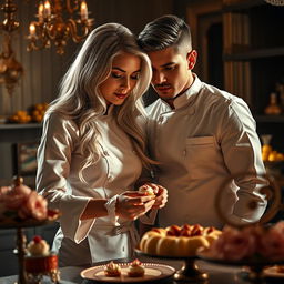 A captivating scene from 'Bitter Sweet Confections' by MilkieCake, highlighting a dramatic, mature, and steamy forbidden romance