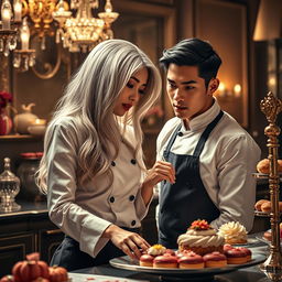 A captivating scene from 'Bitter Sweet Confections' by MilkieCake, highlighting a dramatic, mature, and steamy forbidden romance