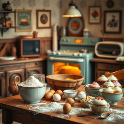 A cozy kitchen scene capturing the joy of baking