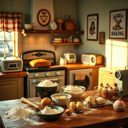 A cozy kitchen scene capturing the joy of baking