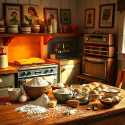 A cozy kitchen scene capturing the joy of baking