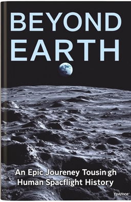 A stunning book cover featuring a lunar landscape with rocky, gray terrain and craters, set against a majestic backdrop of Earth visible in the distance, glowing blue and green