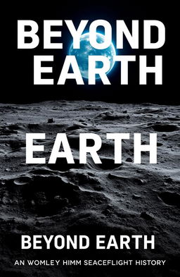 A stunning book cover featuring a lunar landscape with rocky, gray terrain and craters, set against a majestic backdrop of Earth visible in the distance, glowing blue and green