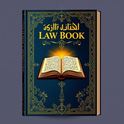 A captivating book cover design featuring an ornate depiction of an ancient Islamic law book