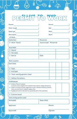 A detailed and organized electrical permit to work document