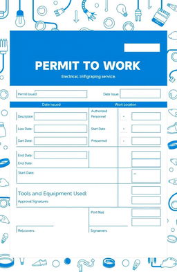 A detailed and organized electrical permit to work document