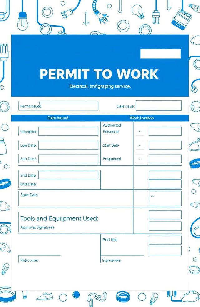 A detailed and organized electrical permit to work document