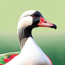 A high-quality, vivid digital art representation of a unique goose