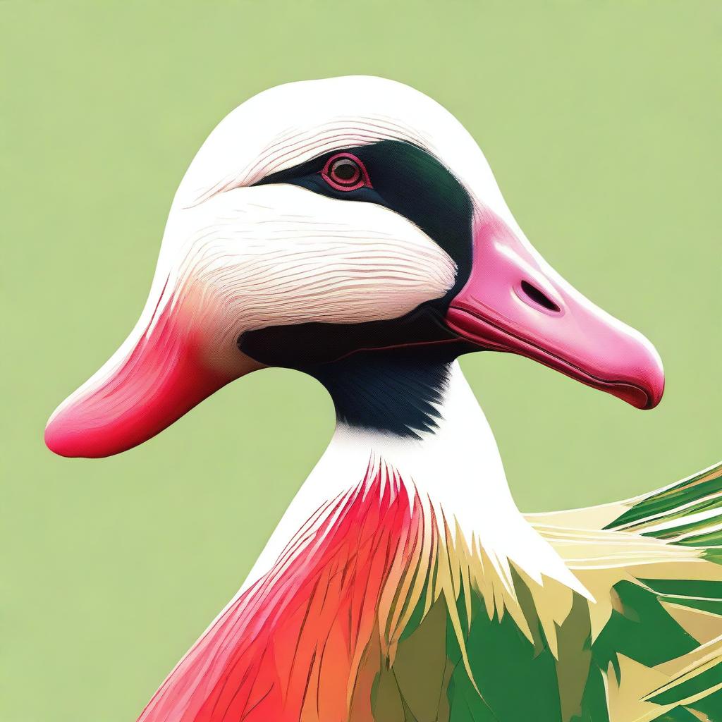 A high-quality, vivid digital art representation of a unique goose