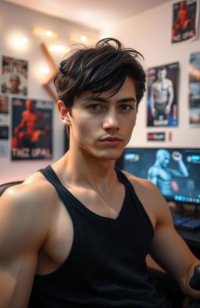 A young adult male with an athletic build, indicative of years of playing casual sports