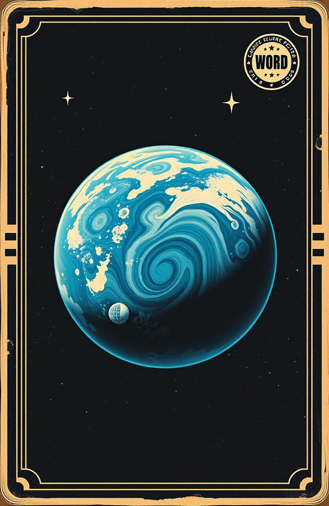 A vintage style book cover featuring a breathtaking view from orbit with Earth prominently displayed in the foreground