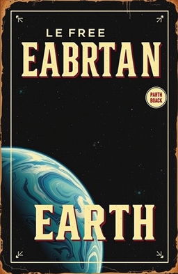 A vintage style book cover featuring a breathtaking view from orbit with Earth prominently displayed in the foreground