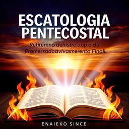 A striking book cover design for "Escatologia Pentecostal: O Retorno de Cristo e a Promessa do Avivamento Final"
