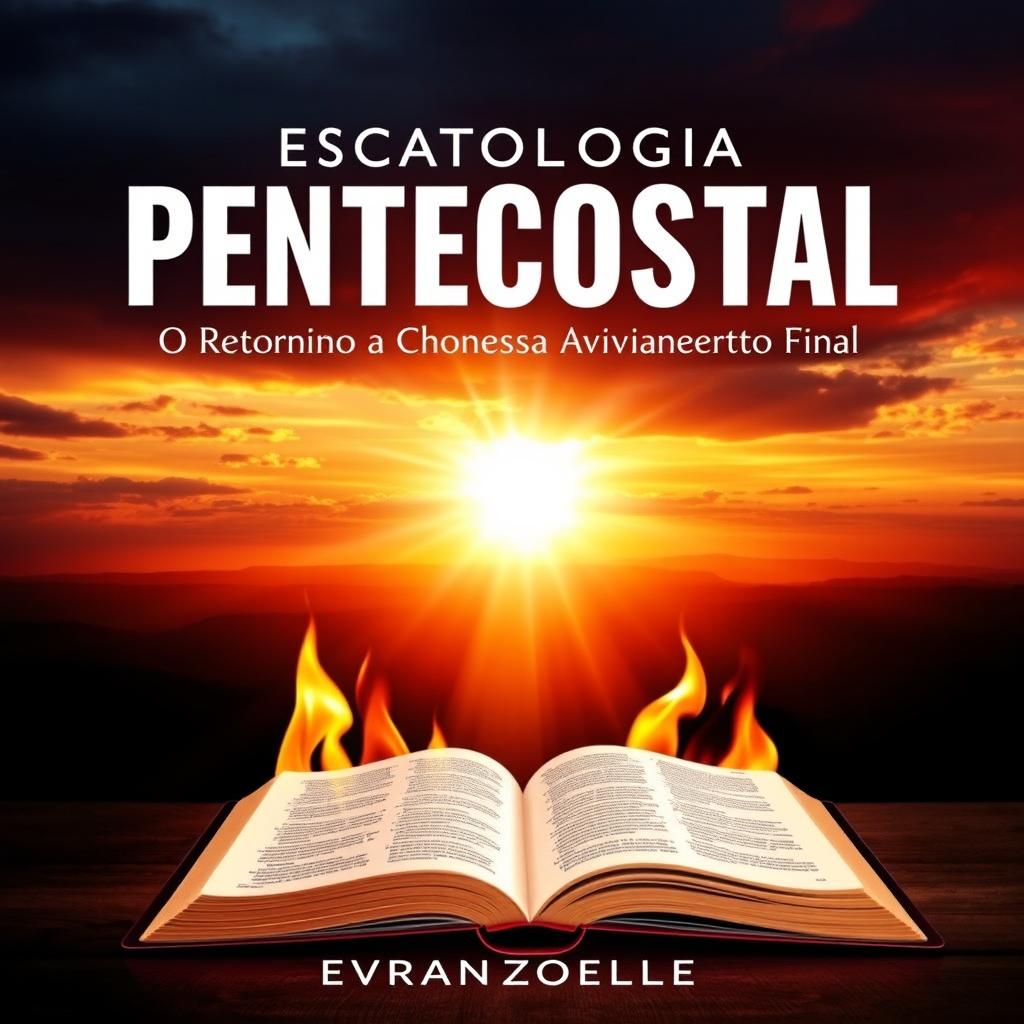 A striking book cover design for "Escatologia Pentecostal: O Retorno de Cristo e a Promessa do Avivamento Final"