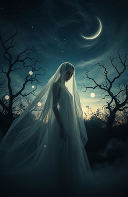 A surreal and hauntingly beautiful scene titled 'The Ghost Desire'