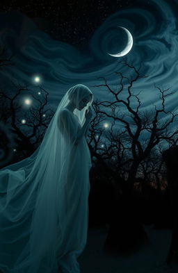 A surreal and hauntingly beautiful scene titled 'The Ghost Desire'