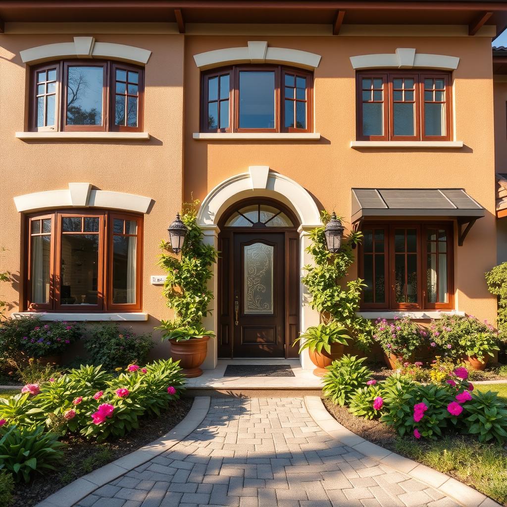 A beautifully renovated facade of a house, showcasing a mix of modern and traditional architectural elements