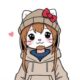 A boy version of Hello Kitty, featuring a character with long hair and a thin goatee beard around his face