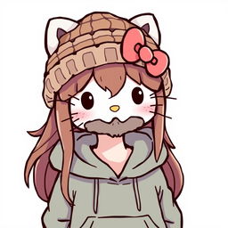 A boy version of Hello Kitty, featuring a character with long hair and a thin goatee beard around his face