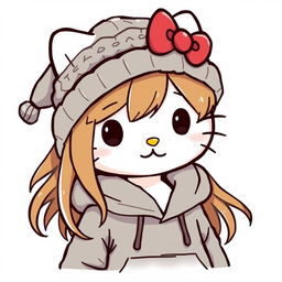 A boy version of Hello Kitty, featuring a character with long hair and a thin goatee beard around his face